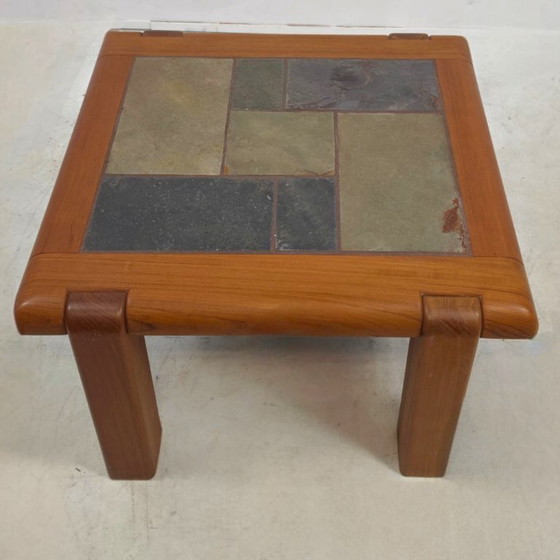 Salontafel Deens 80s Leisteen Teak Brutalistisch Vintage – Wood (photo 3 of 7)