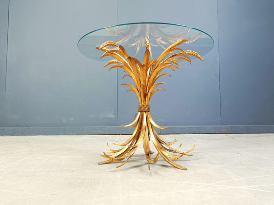 Image 1 of Vintage gilt metal sheaf of wheat coco chanel coffee table, 1960s