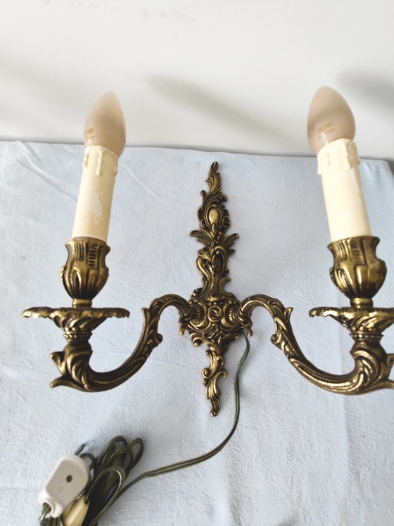 Due Applique da Parete Stile Barocco – Portacandele, Brass (photo 4 of 8)