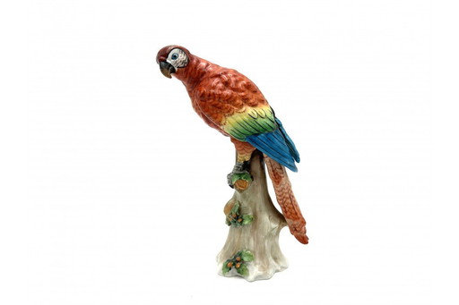 Porcelain parrot figurine, Sitzendorf, Germany, early 20th century.