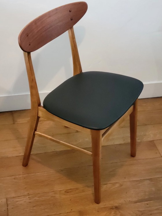 Image 1 of Set van 4 vintage Deense eetkamerstoelen model 210 van Farstrup
