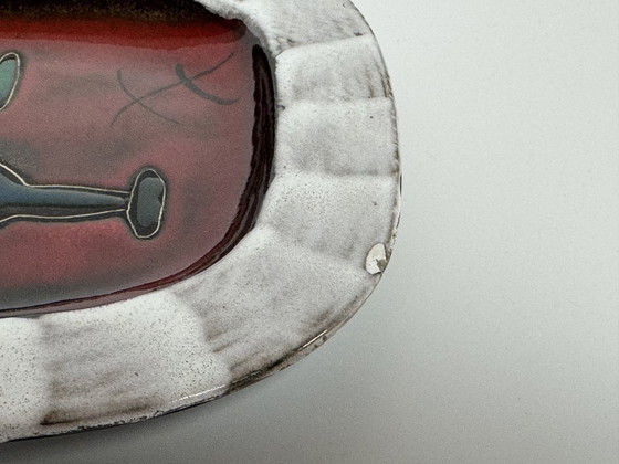 Image 1 of Vintage German Rectangular Enamal Tray with Figurative Wine Bottle and Carafe Motif - Model 342-33. Germany, 1960s. 