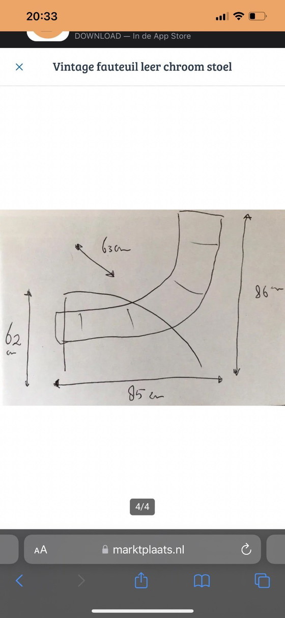 Image 1 of Vintage fauteuil leer chroom stoel