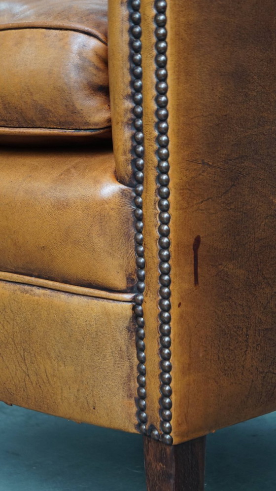 Image 1 of In goede staat verkerende schapenleren clubfauteuil