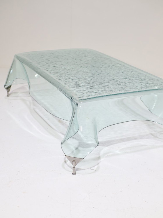 Image 1 of Glass handkerchief coffee table Italian 1980s