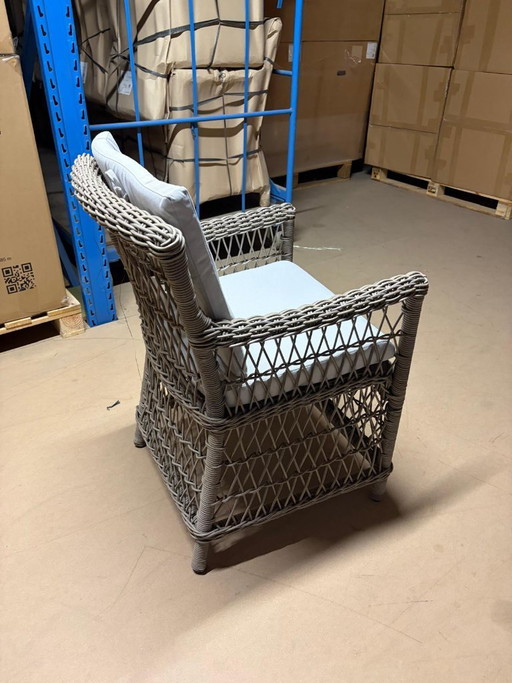 Grey sisal armchairs, 6 pieces