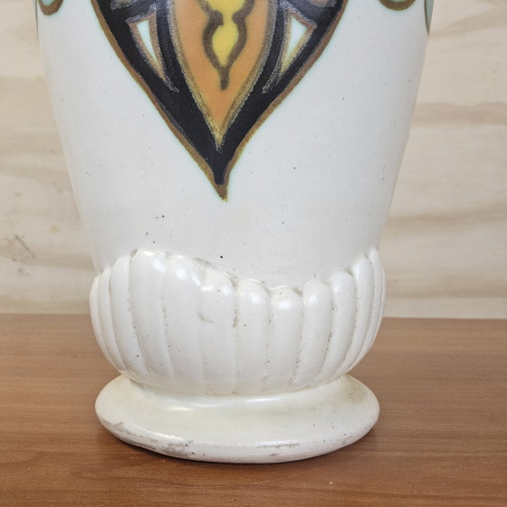 Image 1 of Antique Handmade Bohemian Art Deco Vase (Prague) Gouda Pottery Style (Prague Czech Republic)