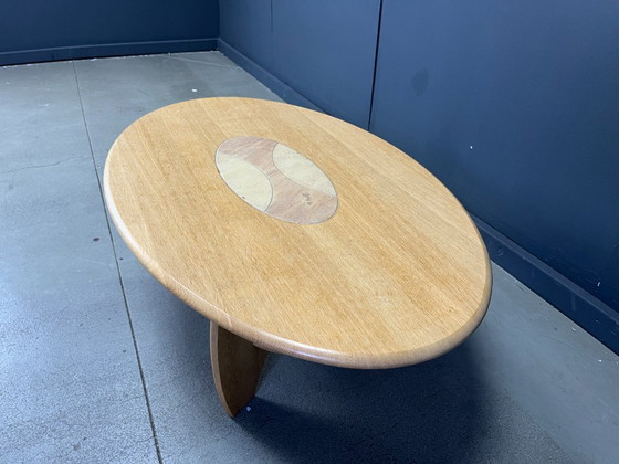 Image 1 of Beech wood coffee table, oval, 1980s