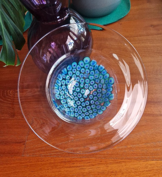 Image 1 of Présentoir à gâteaux Murano : Verre bleu et vert avec murrines