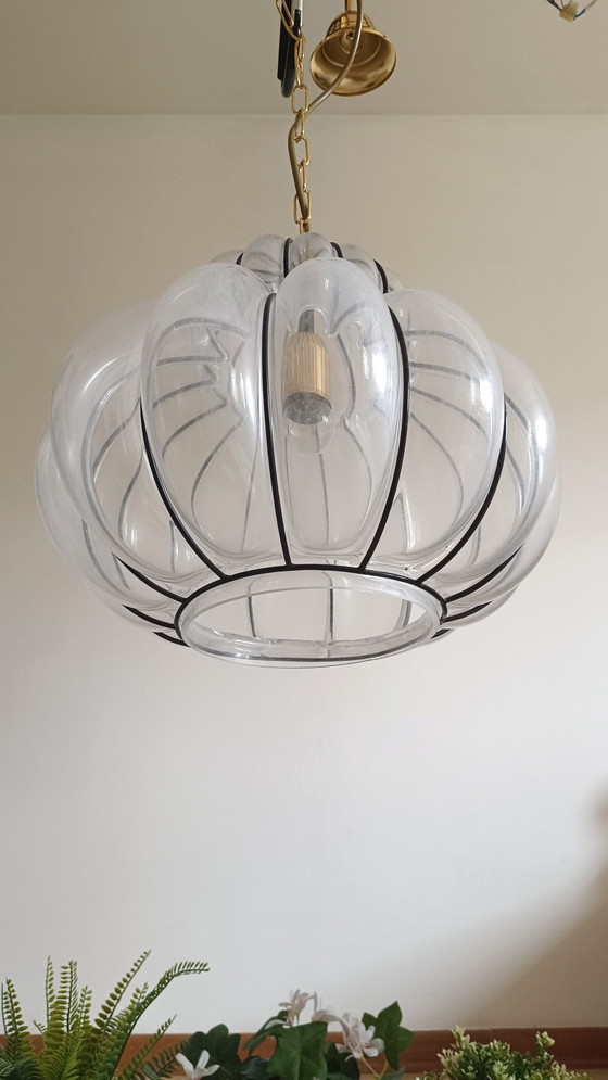 Image 1 of MURANO  Lampada a sospensione Zucca - Soffiato in gabbia -New