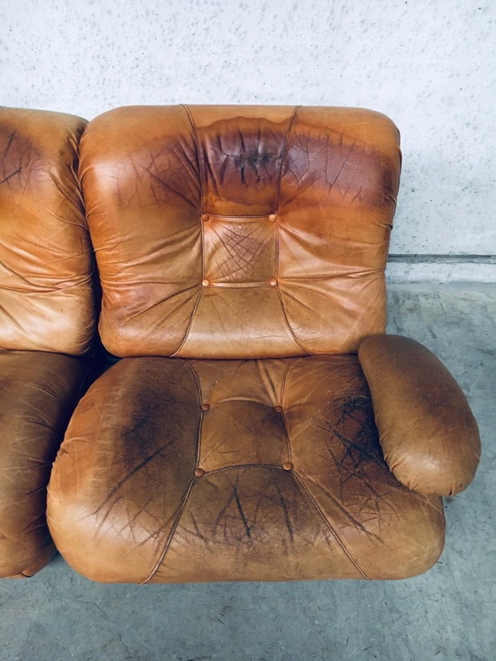 Image 1 of Midcentury Modern Italian Design 'COROLLA' Leather Sectional Sofa by I.P.E. Italy 1970's