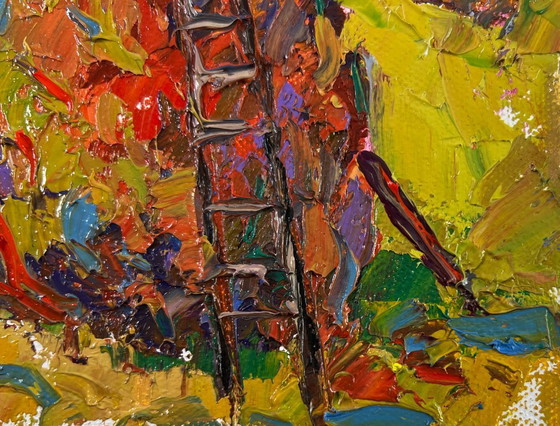 Image 1 of Original Oil Painting Summer Village Landscape When the light fades