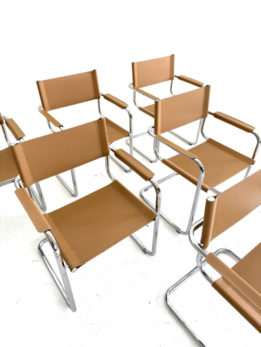 Set van 6 vintage buisframe eetkamerstoelen, Italië ‘80 – Chrome, Plastic (photo 2 of 15)