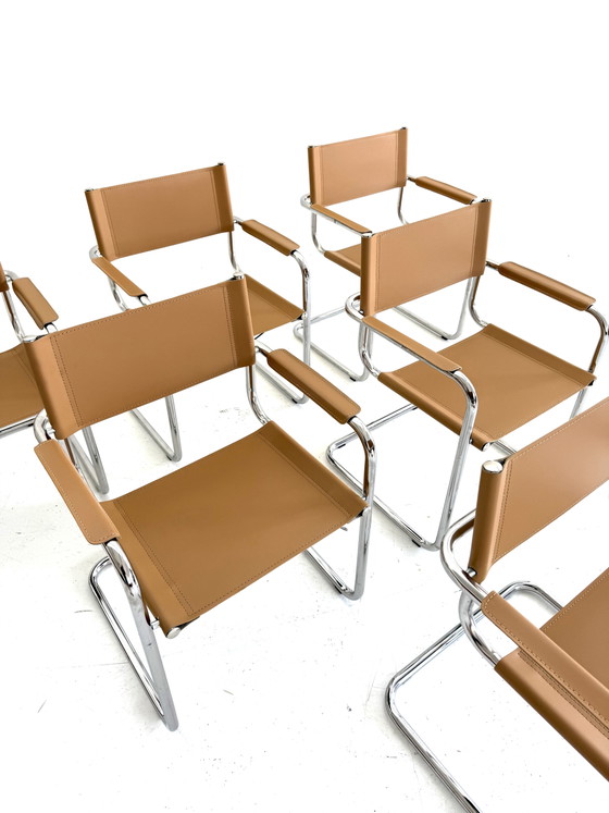 Set van 6 vintage buisframe eetkamerstoelen, Italië ‘80 – Chrome, Plastic (photo 2 of 15)