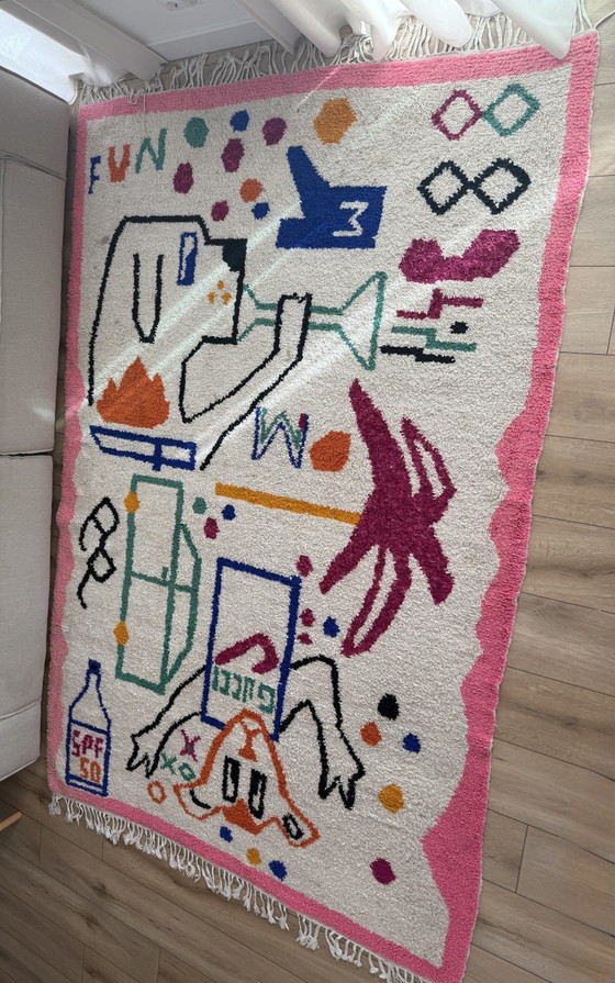 Image 1 of Einzigartiger, handgeknüpfter Wollteppich (2 m x 3 m) im tropischen skandinavischen Stil
