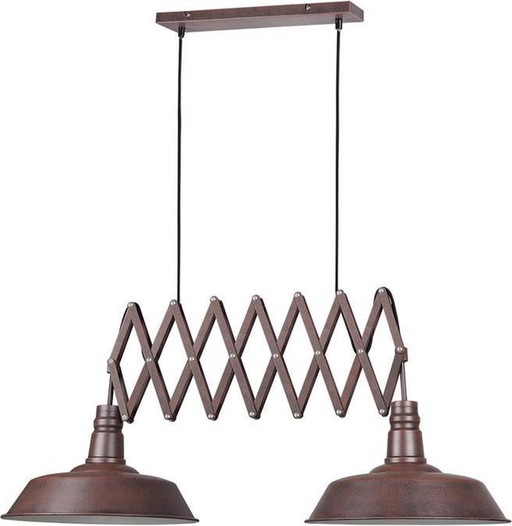 Lampada a sospensione industriale color ruggine a 2 luci regolabili - Mancis