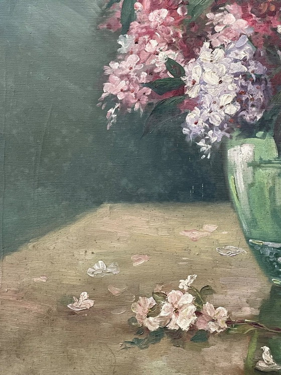 Image 1 of Large antique oil painting on canvas, signed (early 20th century)