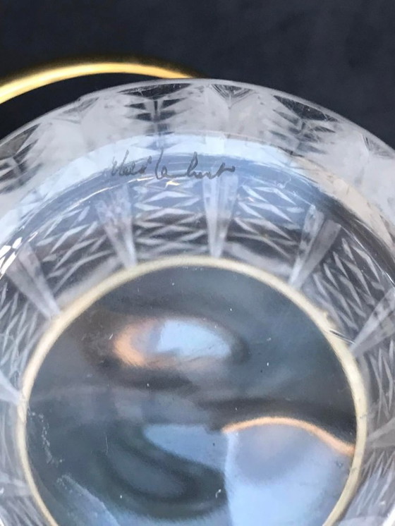 Image 1 of Cubitera de cristal y metal dorado Val Saint Lambert