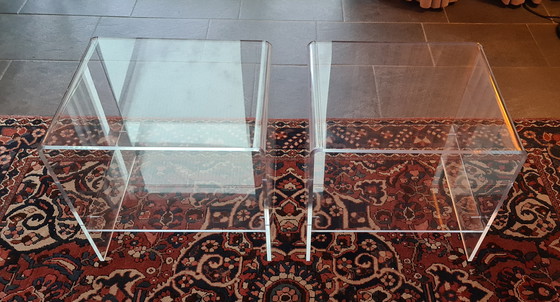 Image 1 of Mid-Century Lucite
plexiglass side table from the 1970s