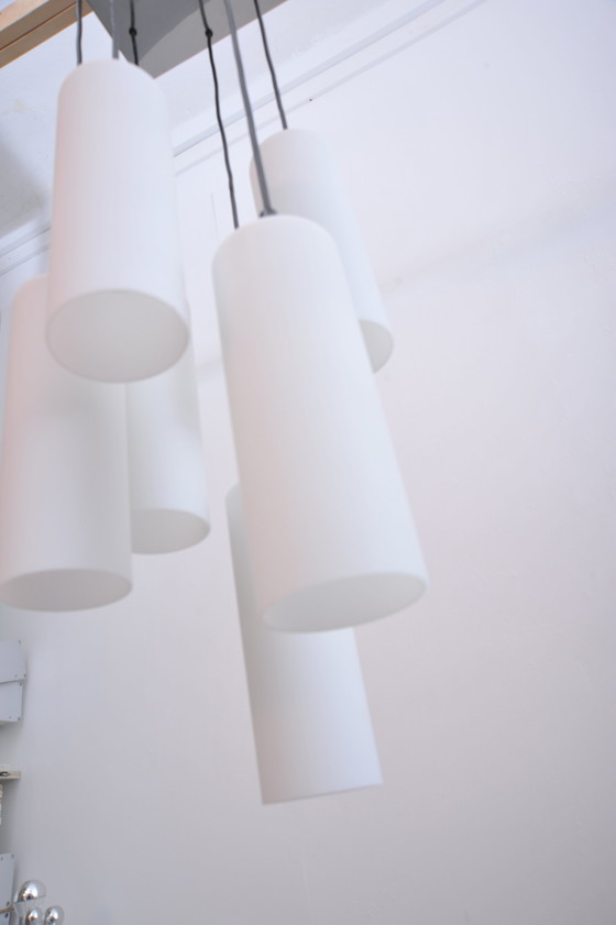 Image 1 of Staf cascadelamp met 6 glazen buizen (jaren 1970)