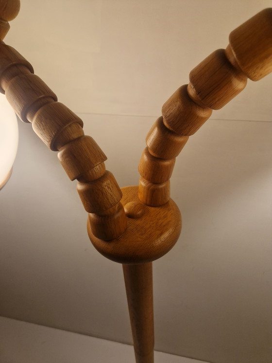 Image 1 of Vintage Pine Wooden Mushroom Floorlamp