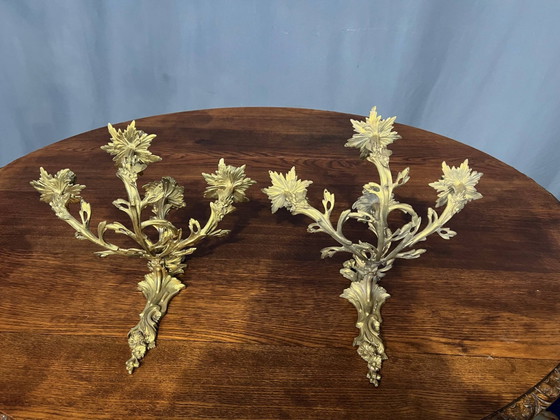 Candelabros de pared estilo rococó. Bronce macizo dorado. – Apliques, Bronze, Rococo (photo 3 of 5)