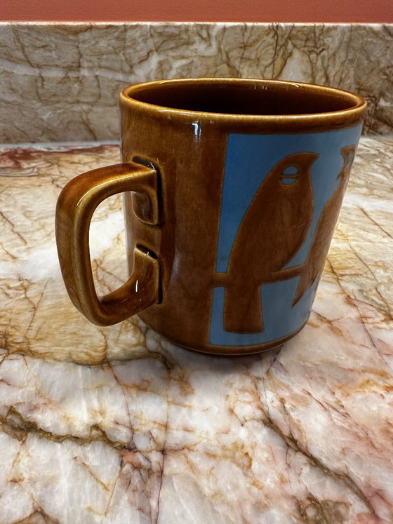 Vintage Jaren 70 Hornsea Pottery Blauw & Bruin Birds Mok - Zeldzaam Verzamelobject – Tafelaccessoires, Ceramic (photo 4 of 5)