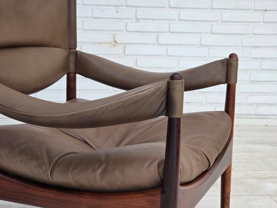 Anni '70, design danese di Kristian Vedel, Poltrona a schienale alto modello "Modus". – Poltrone, Leather (photo 4 of 21)