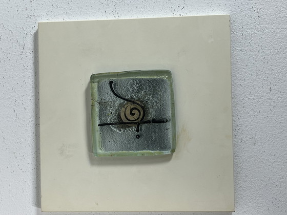 Image 1 of 2 obras de arte en vidrio "Leerdam" enmarcadas