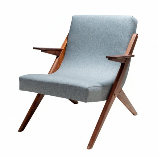 Sillón moderno de mediados de siglo, sillón completamente restaurado, década de 1950-1960