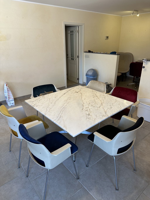 Marble table with Eames table base 