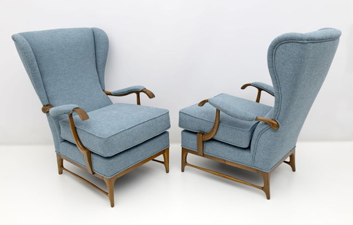 Pair of Paolo Buffa Mid-Century Modern Italian Bouclè Armchairs by Framar, 1950s