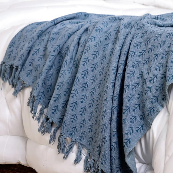 Image 1 of Sierlijke plaid met blokdruk
