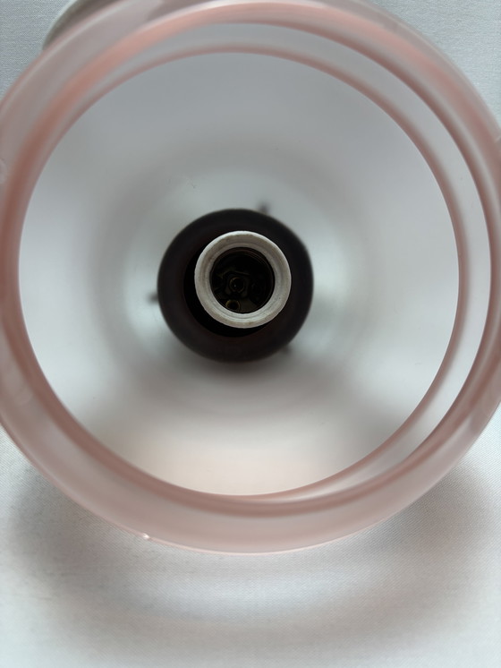 Image 1 of Set van 4 roze opaalglazen hanglampen – vintage