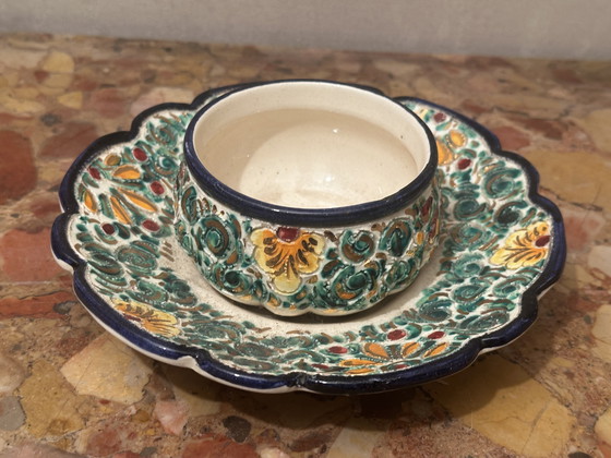 Image 1 of Ciotola vuota tascabile in ceramica Devres con motivi cesellati e dipinti a mano - vintage