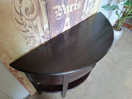Image 1 of Table d'appoint coloniale en teck, console murale, dimensions : 110 x 40 cm et 79 cm de hauteur.