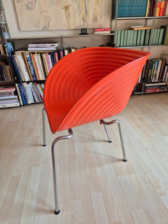 4× Vitra Tom Vac Chair red – Ron Arad – Dining chairs, Plastic, Chrome (photo 2 of 6)