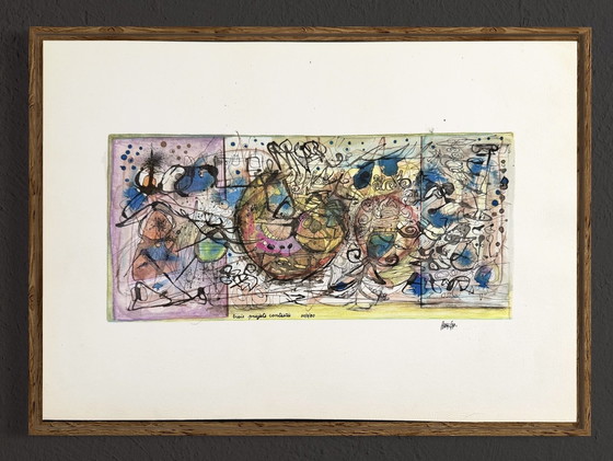 Image 1 of Hans Epp 1925-1985 Très Belle Œuvre Abstraite Colorée 