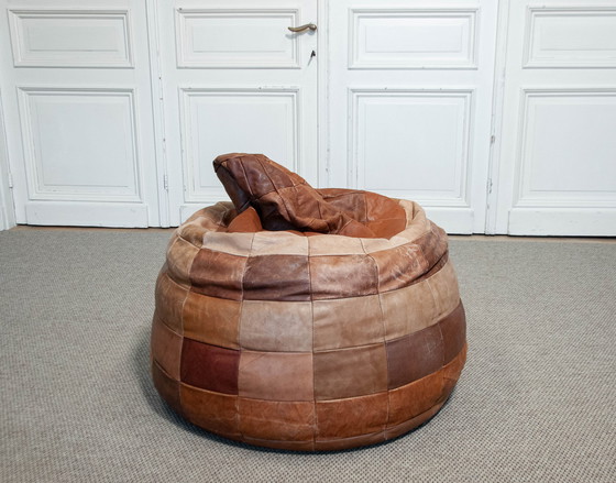 Image 1 of Otomana de retazos de cuero De Sede de los años 70