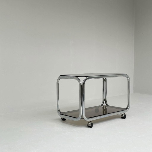 Chroom trolley met rookglas