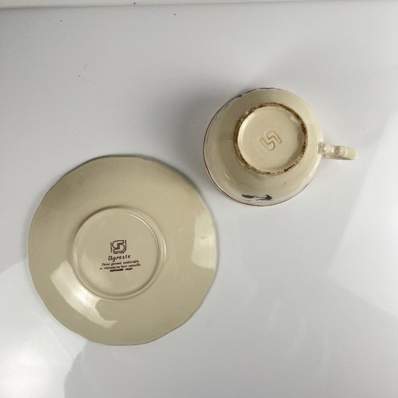 Image 1 of Breakfast cup and saucer, "Agreste", Sarreguemines, 1960