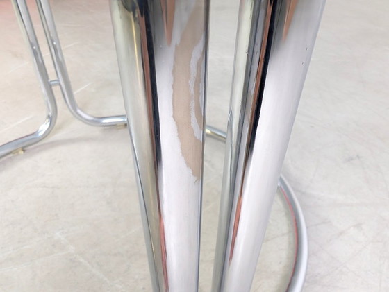 Image 1 of Original Midcentury dining table glass table chrome Space Age 1980