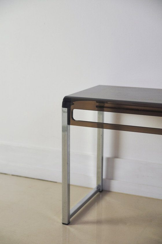 Image 1 of Conjunto de mesas auxiliares de plexiglás y cromo de Marc Berthier