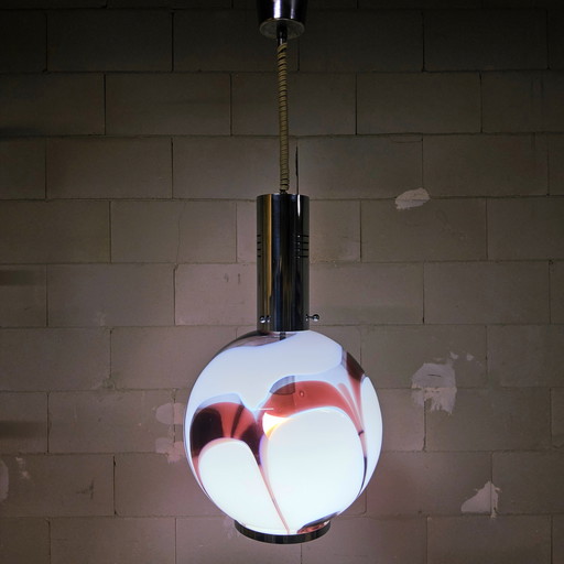 Vintage Itilian design Eggplant glass Carlo Moretti Murano pendant lamp (70s) / Italian design glass bulb hanging light