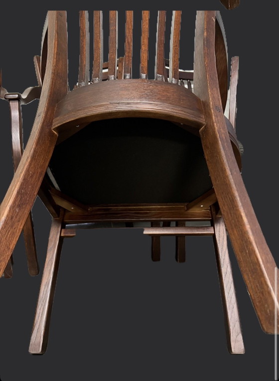 Image 1 of 6 kersenhouten Bannink jugendstil eetkamer armstoelen 