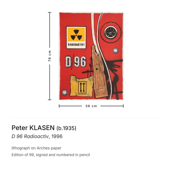 Image 1 of Peter KLASEN D Radioactiv Signierte Lithographie 1996