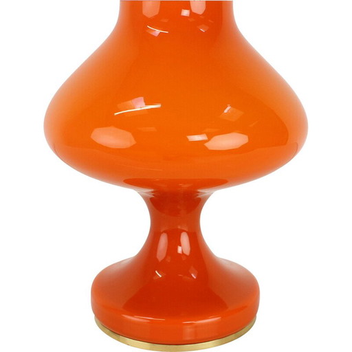 Vintage orange glass table lamp by Valasske Mezirici, Czechoslovakia 1970s