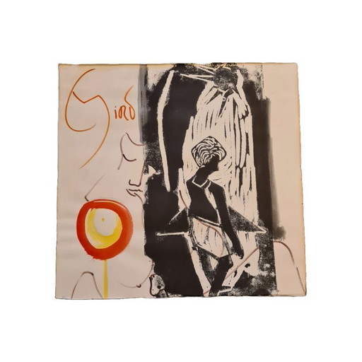 Dessin au crayon et gravure sur bois signés Miro