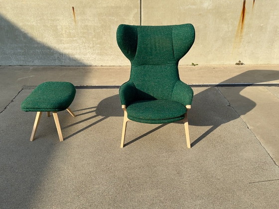 CASSINA P22 Armchair + Ottoman design PATRICK NORGUET green | ash – Textile (photo 6 of 14)