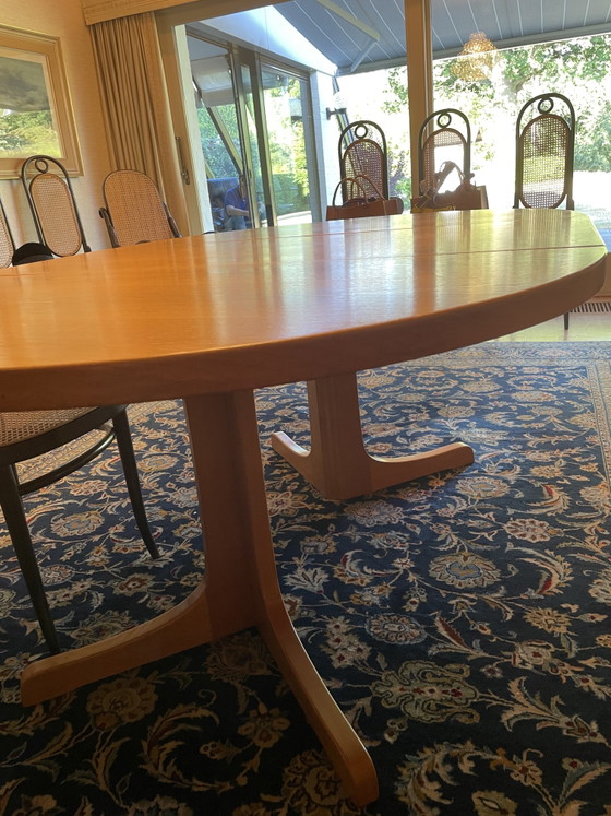 Unique THONET XL set: 10x vintage Thonet 'Long John' chairs + optional extendable dining table (photo 9 of 13)